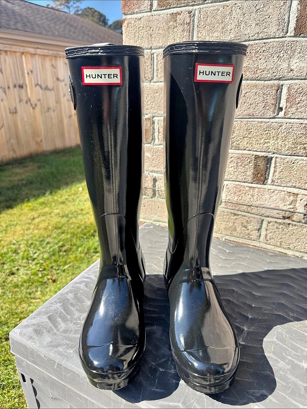 Hunter Original Tall Gloss Rain Boots Black US 7
